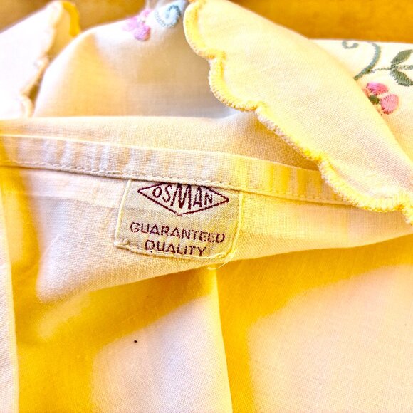 Vintage 2 Pillow Cases Pastel Embroidery by Osman Foldover Flap Standard Size - Picture 3 of 15